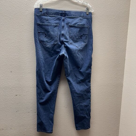American Eagle High Rise Jegging Lace Up Boho Jeans SZ 14R Next Level Stretch - Picture 4 of 5